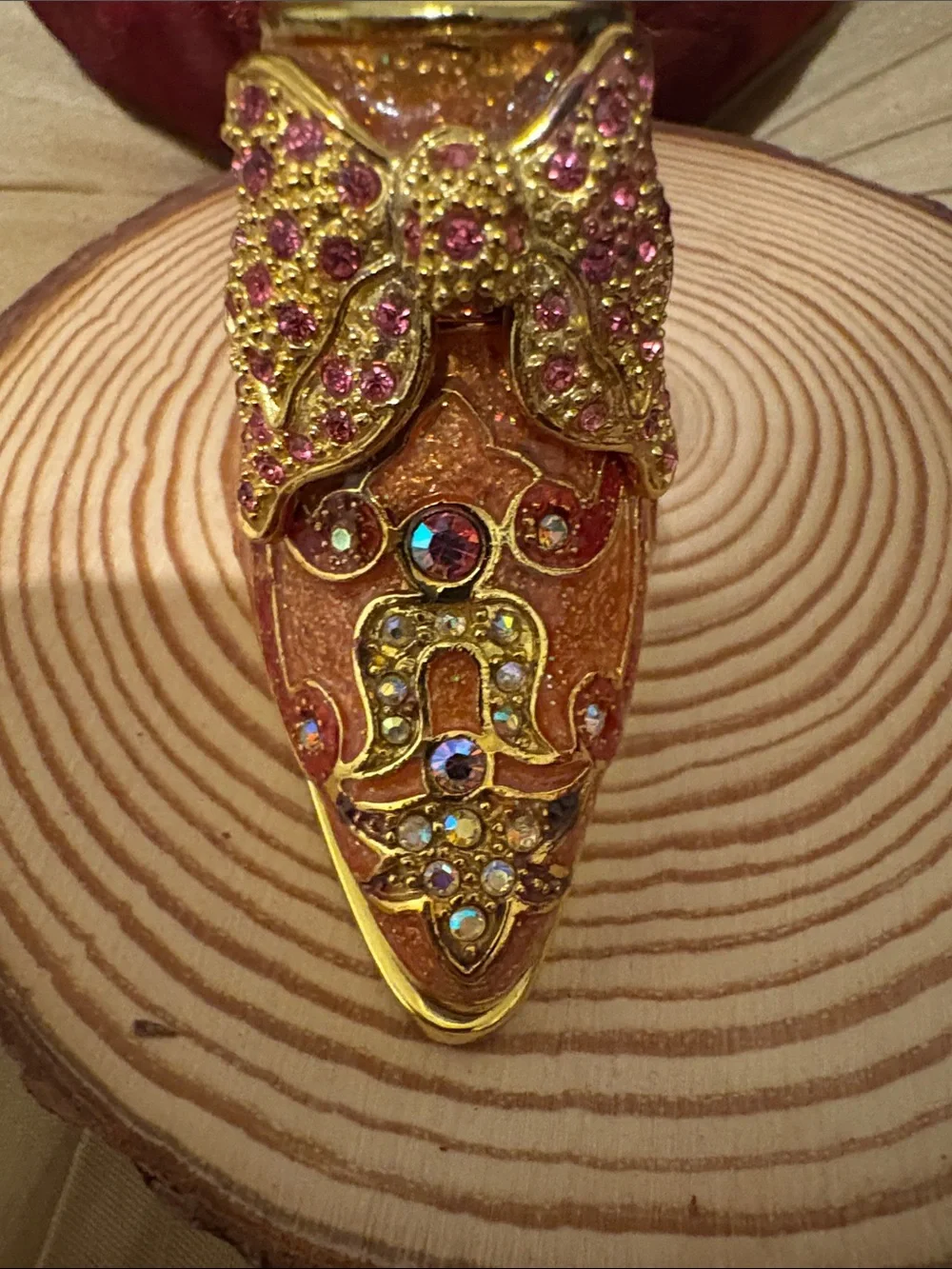 NWOT Ornate Orange Jeweled Women’s Shoe Trinket Box
